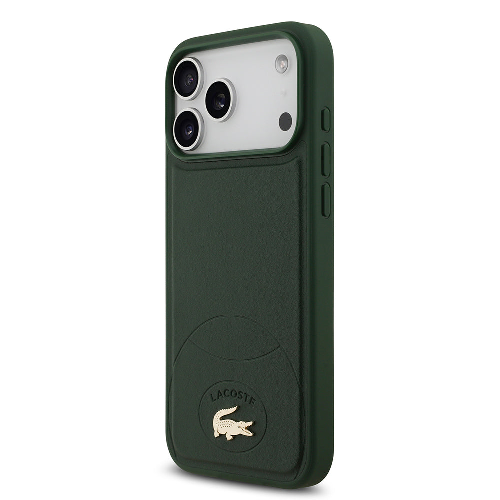 Apple iPhone 17 Pro Max Kılıf Lacoste Orjinal Lisanslı M-safe Şarj Özellikli PU Deri Tasarımlı Metal Logolu Kapak Yeşil