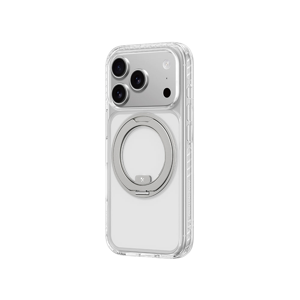Apple iPhone 17 Pro Max Kılıf M-Safe Şarj Özellikli Airbag Tasarımlı Standlı AmazingThing Titan Pro MagSpin Kapak Şeffaf