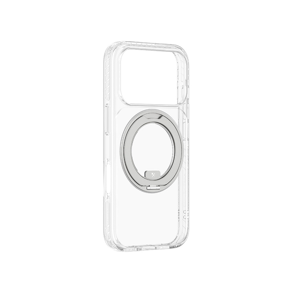 Apple iPhone 17 Pro Max Kılıf M-Safe Şarj Özellikli Airbag Tasarımlı Standlı AmazingThing Titan Pro MagSpin Kapak Şeffaf