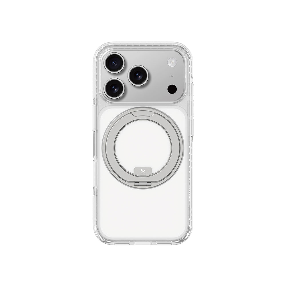 Apple iPhone 17 Pro Max Kılıf M-Safe Şarj Özellikli Airbag Tasarımlı Standlı AmazingThing Titan Pro MagSpin Kapak Şeffaf