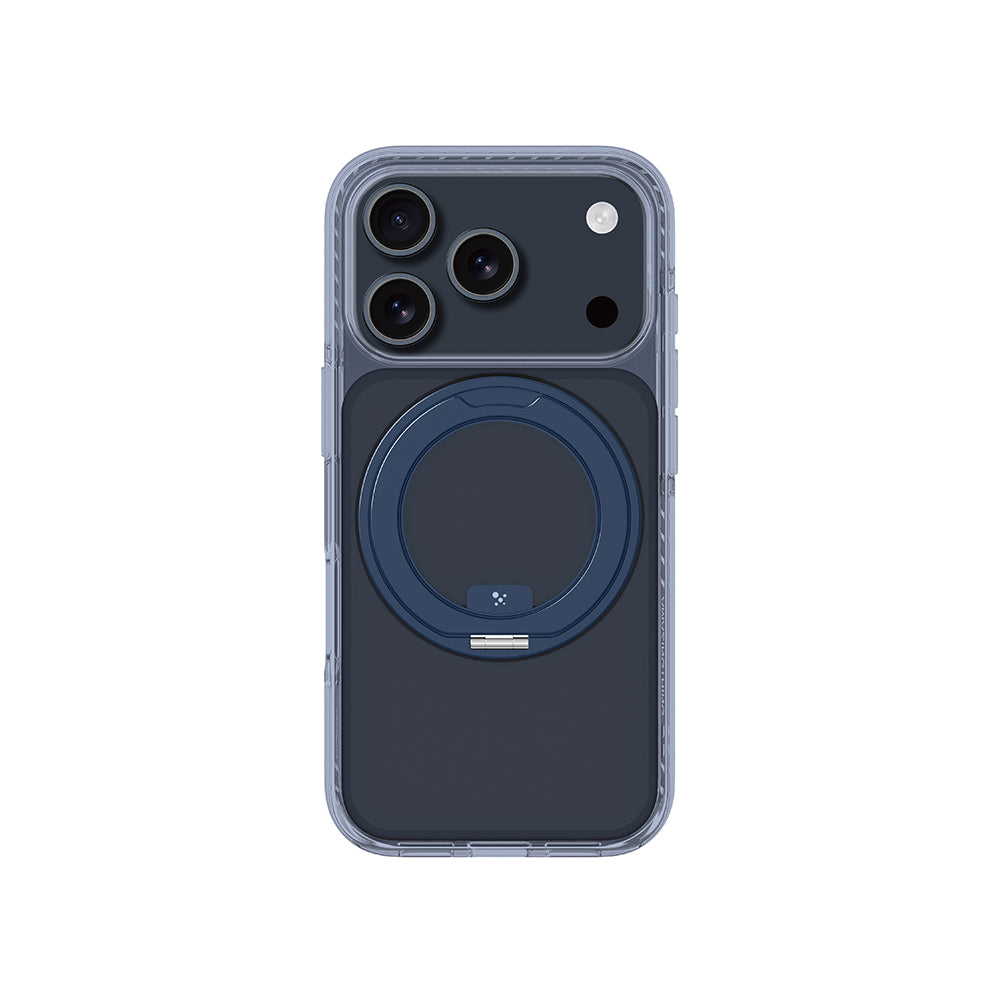 Apple iPhone 17 Pro Max Kılıf M-Safe Şarj Özellikli Airbag Tasarımlı Standlı AmazingThing Titan Pro MagSpin Kapak Mavi
