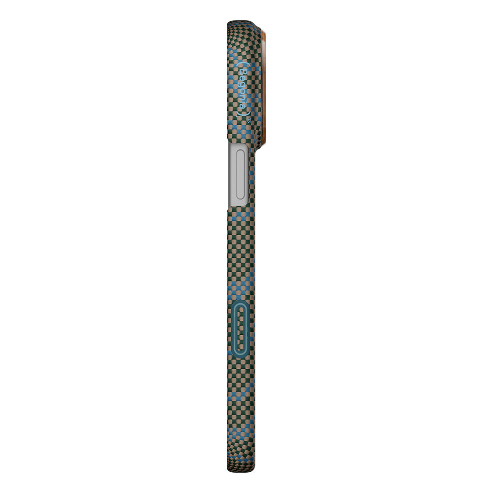 Apple iPhone 17 Pro Max Kılıf M-safe Şarj Özellikli Aramid Fiber Pitaka Breath of Veins Serisi Kapak Yeşil