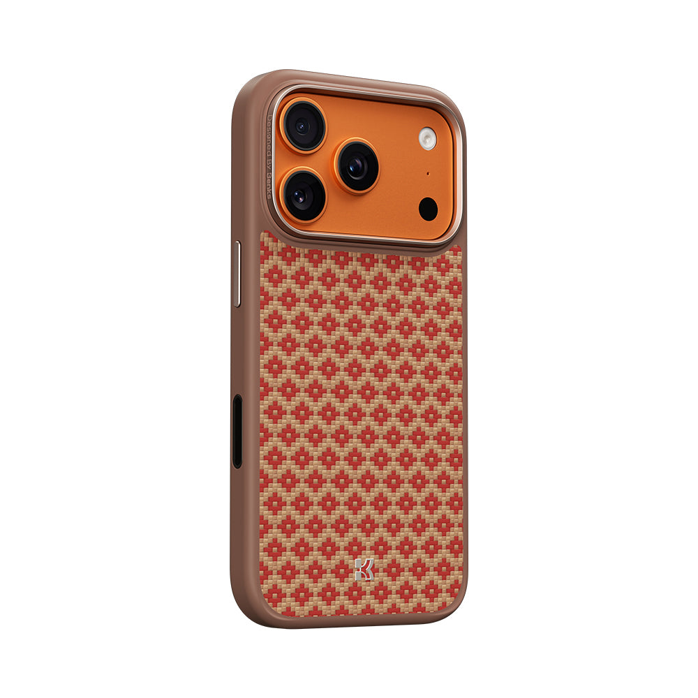 Apple iPhone 17 Pro Max Kılıf M-Safe Şarj Özellikli Benks ArmorPro ArmorGrid Serisi Kevlar Kapak Turuncu