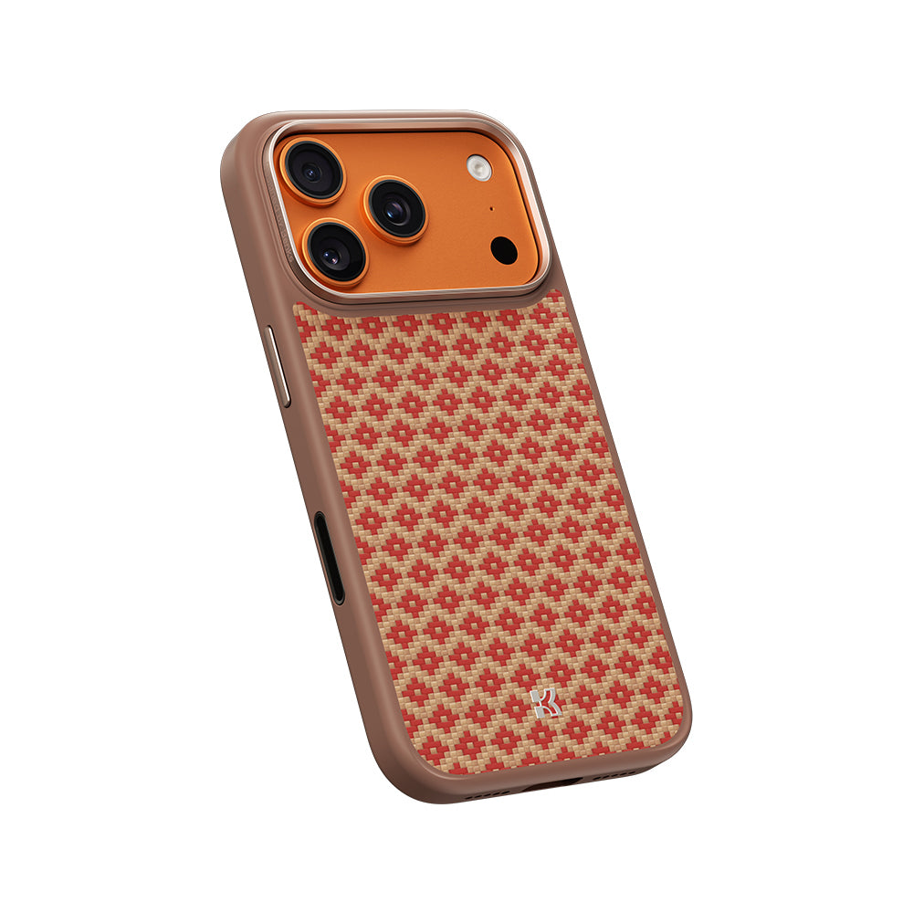 Apple iPhone 17 Pro Max Kılıf M-Safe Şarj Özellikli Benks ArmorPro ArmorGrid Serisi Kevlar Kapak Turuncu