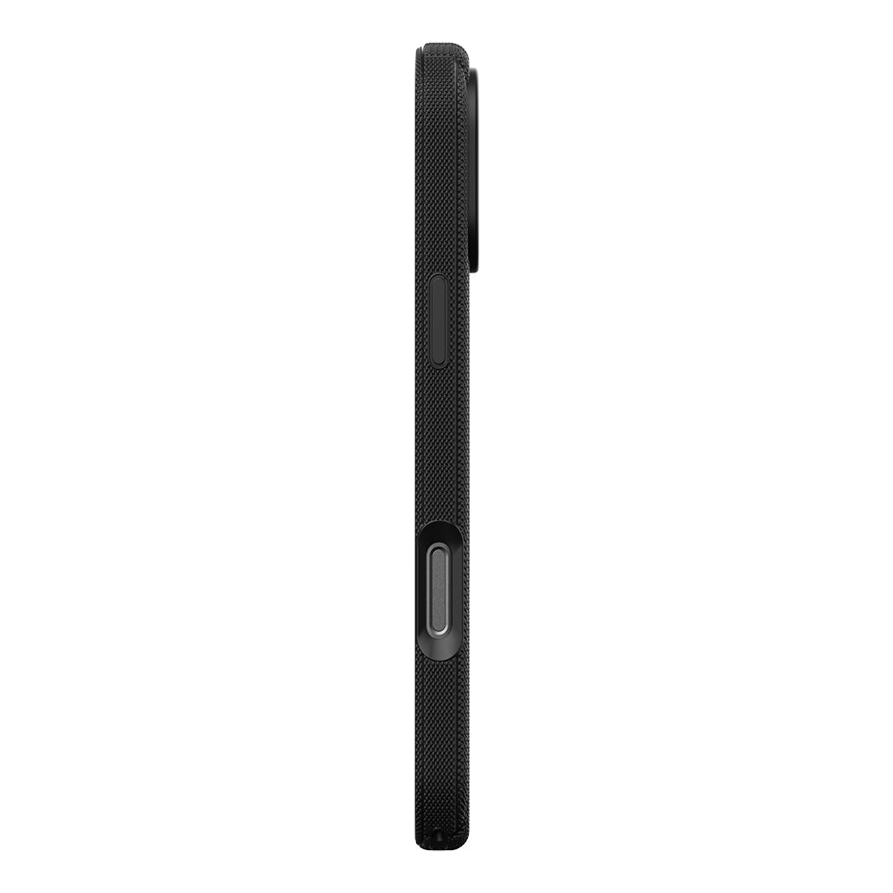 Apple iPhone 17 Pro Max Kılıf M-Safe Şarj Özellikli Çizgi Desenli Kumaş Dokulu Zore Paris Lorin Kapak Siyah
