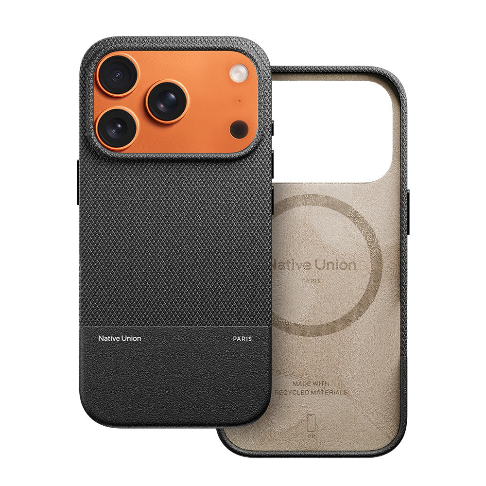 Apple iPhone 17 Pro Max Kılıf M-safe Şarj Özellikli Deri Dokulu Native Union RE Classic Serisi Kapak Siyah