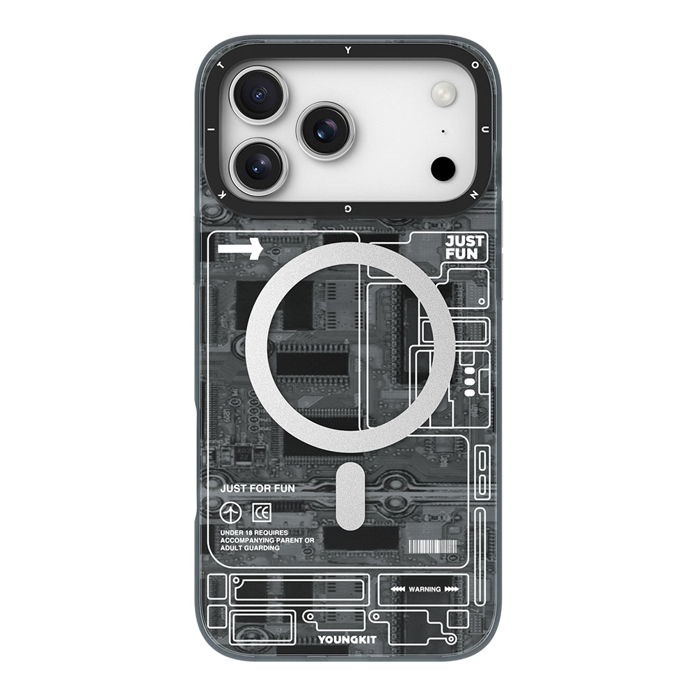Apple iPhone 17 Pro Max Kılıf M-safe Şarj Özellikli Kamera Denetim Butonlu Youngkit Technology Serisi Kapak Siyah