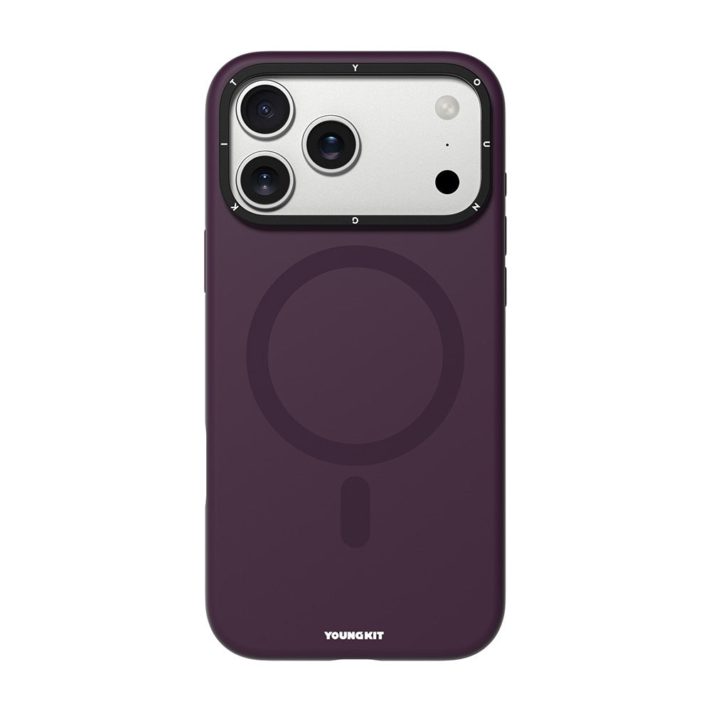 Apple iPhone 17 Pro Max Kılıf M-safe Şarj Özellikli Kamera Standlı Youngkit Bitty Cream Kapak Bordo