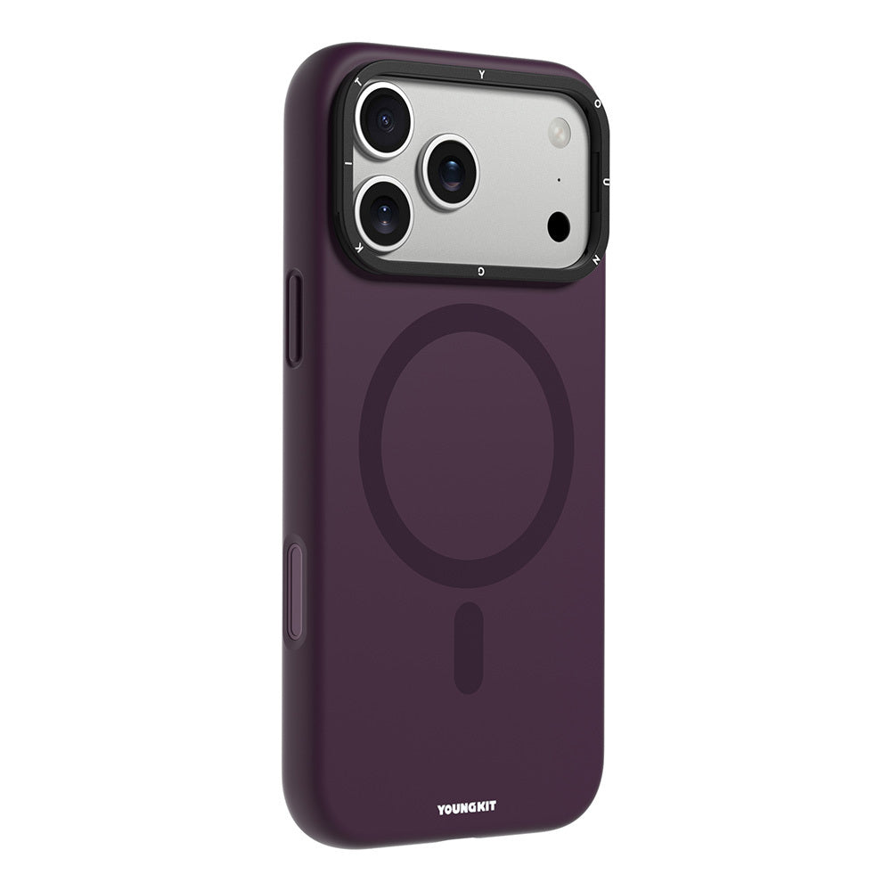 Apple iPhone 17 Pro Max Kılıf M-safe Şarj Özellikli Kamera Standlı Youngkit Bitty Cream Kapak Bordo