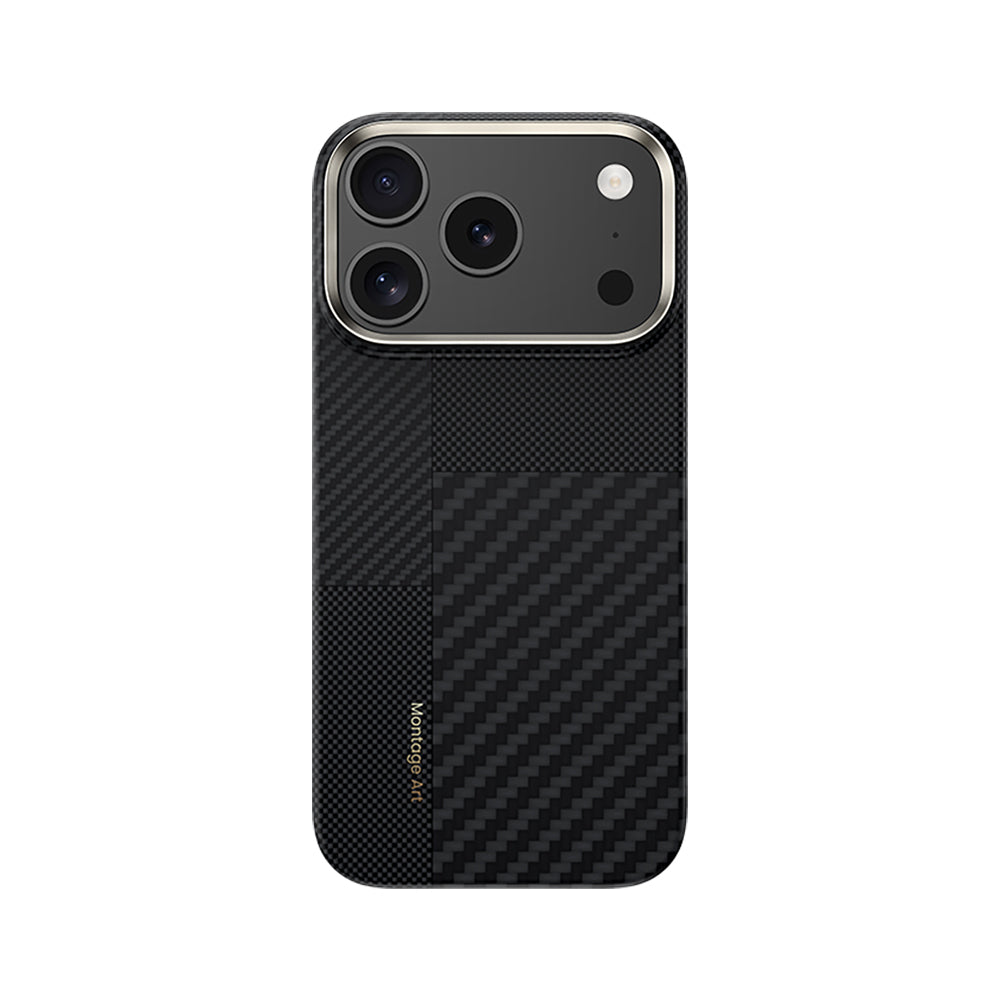 Apple iPhone 17 Pro Max Kılıf M-safe Şarj Özellikli Karbon Fiber Benks Montage ArmorAir Kevlar Kapak Siyah