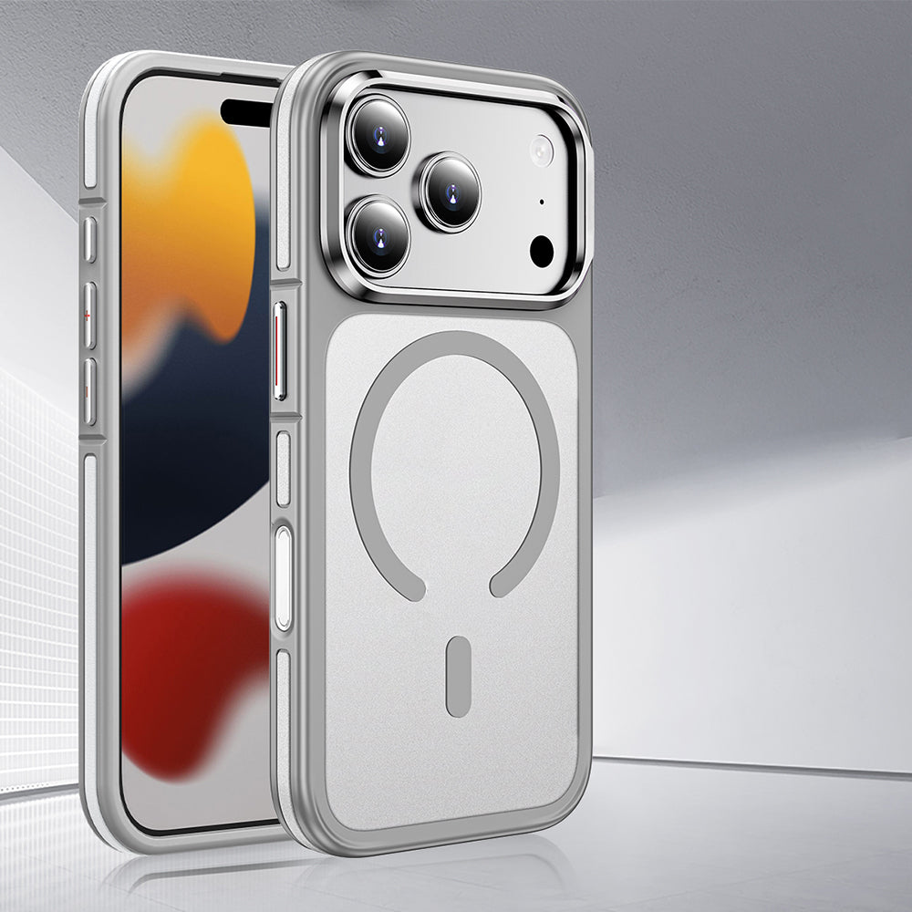 Apple iPhone 17 Pro Max Kılıf M-safe Şarj Özellikli Mat Görünümlü Wlons Vevo Kapak Gri