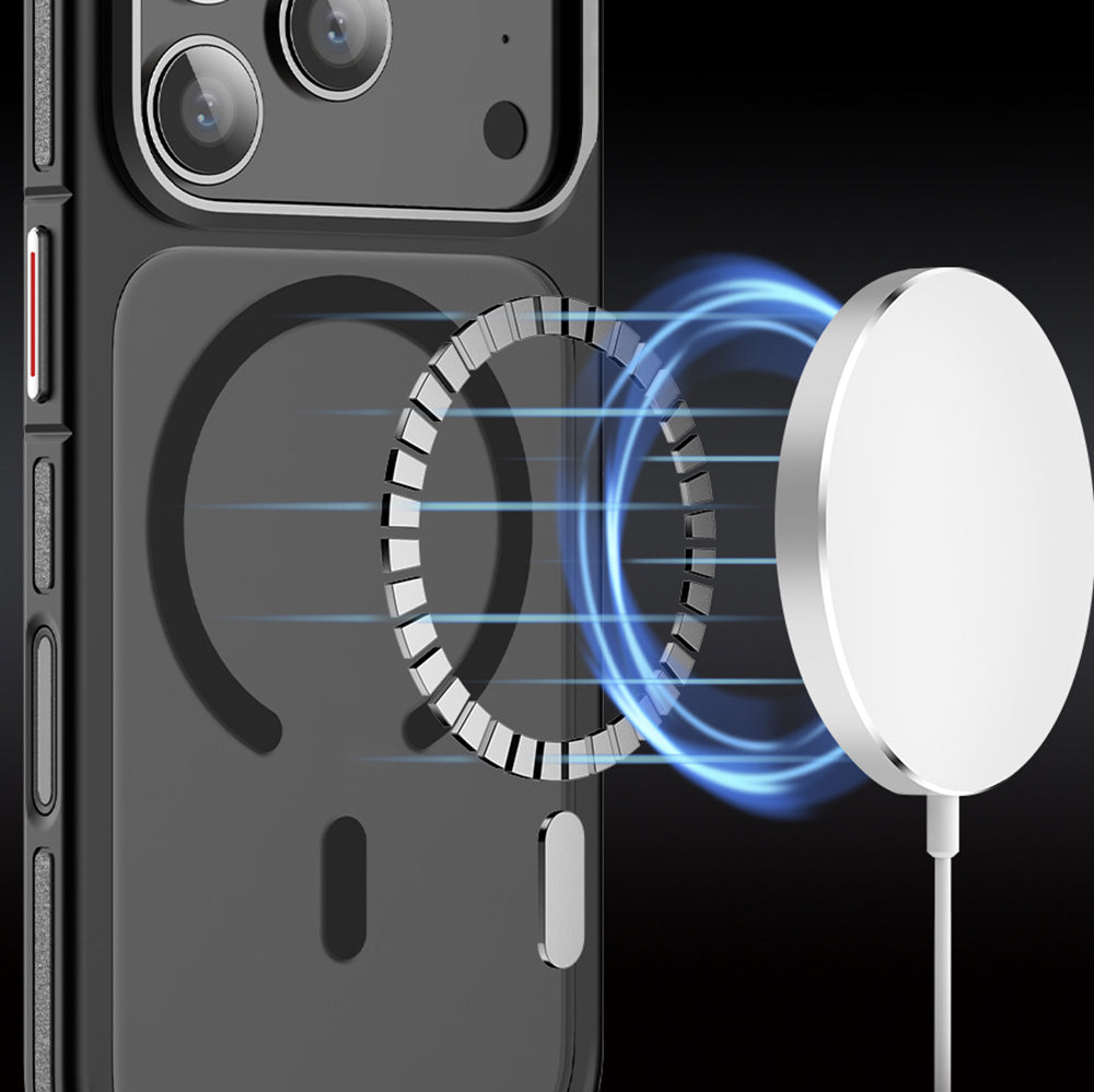 Apple iPhone 17 Pro Max Kılıf M-safe Şarj Özellikli Mat Görünümlü Wlons Vevo Kapak Siyah