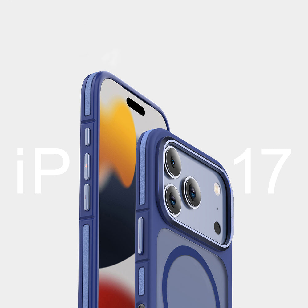 Apple iPhone 17 Pro Max Kılıf M-safe Şarj Özellikli Mat Görünümlü Wlons Vevo Kapak Mavi