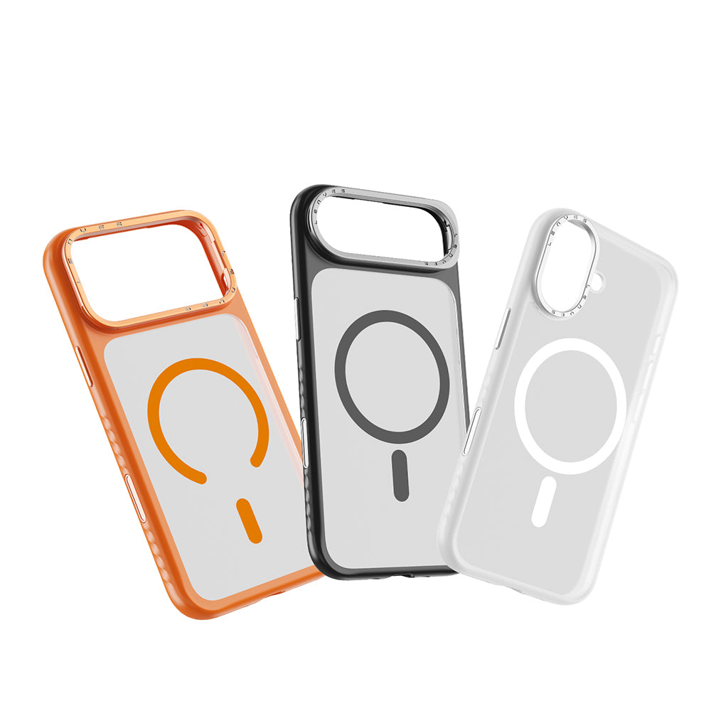 Apple iPhone 17 Pro Max Kılıf M-safe Şarj Özellikli Metal Kamera Standlı Lenyes CK226 PC Kapak Şeffaf