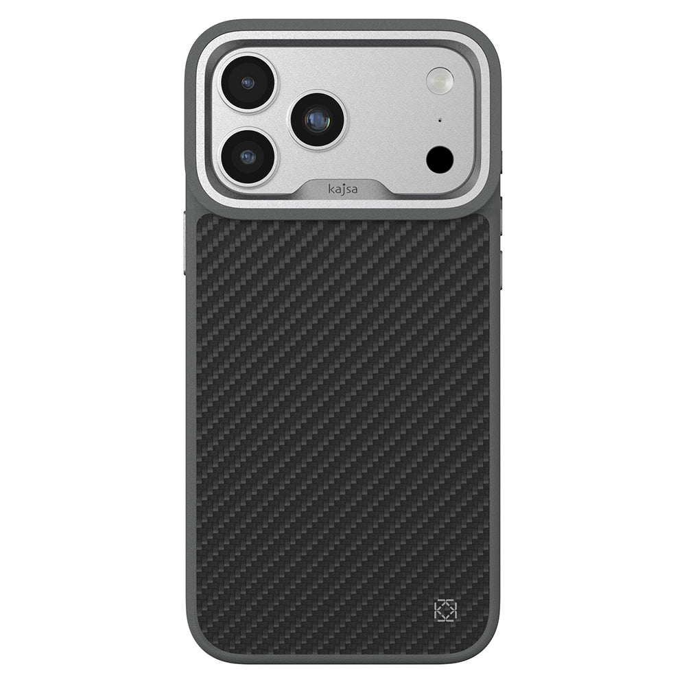 Apple iPhone 17 Pro Max Kılıf M-safe Şarj Özellikli O-Ring Kajsa Carbon Fiber Serisi Kapak Gri