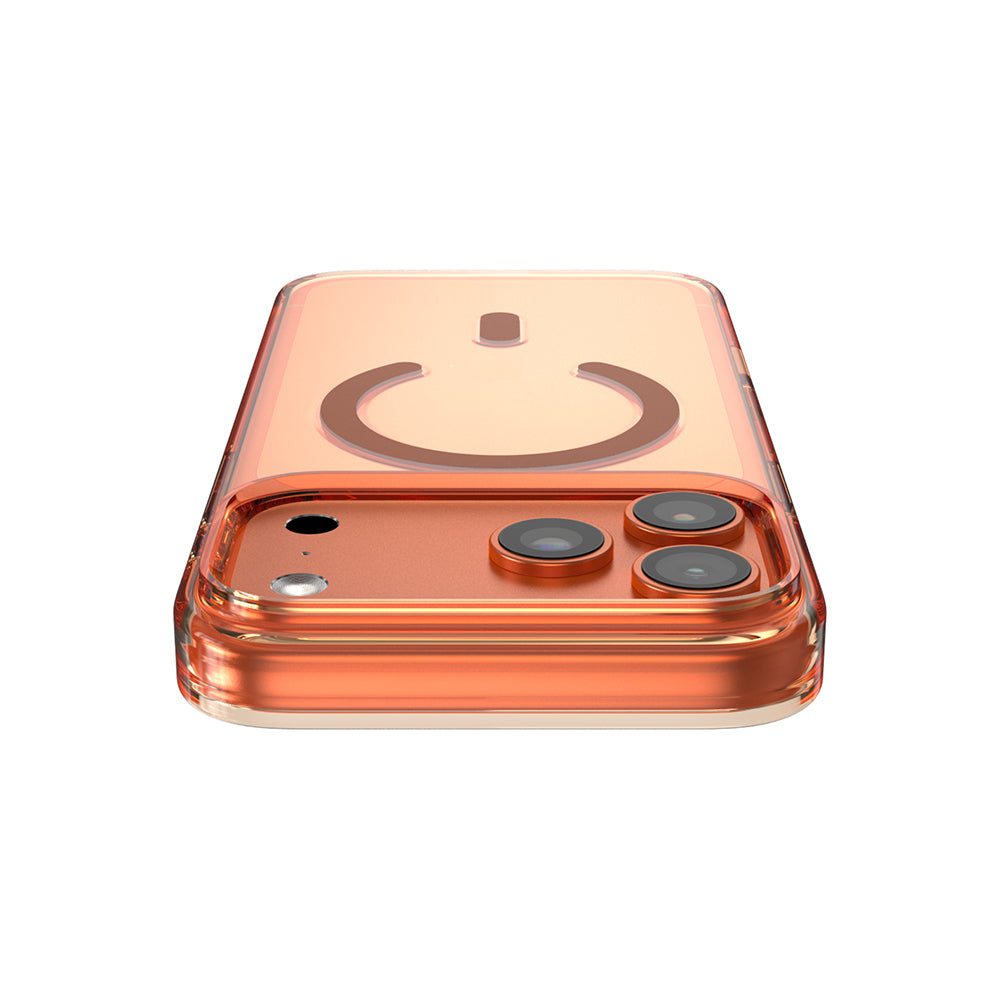 Apple iPhone 17 Pro Max Kılıf M-safe Şarj Özellikli O-Ring Şeffaf Kajsa Trans Shield Serisi Kapak Turuncu