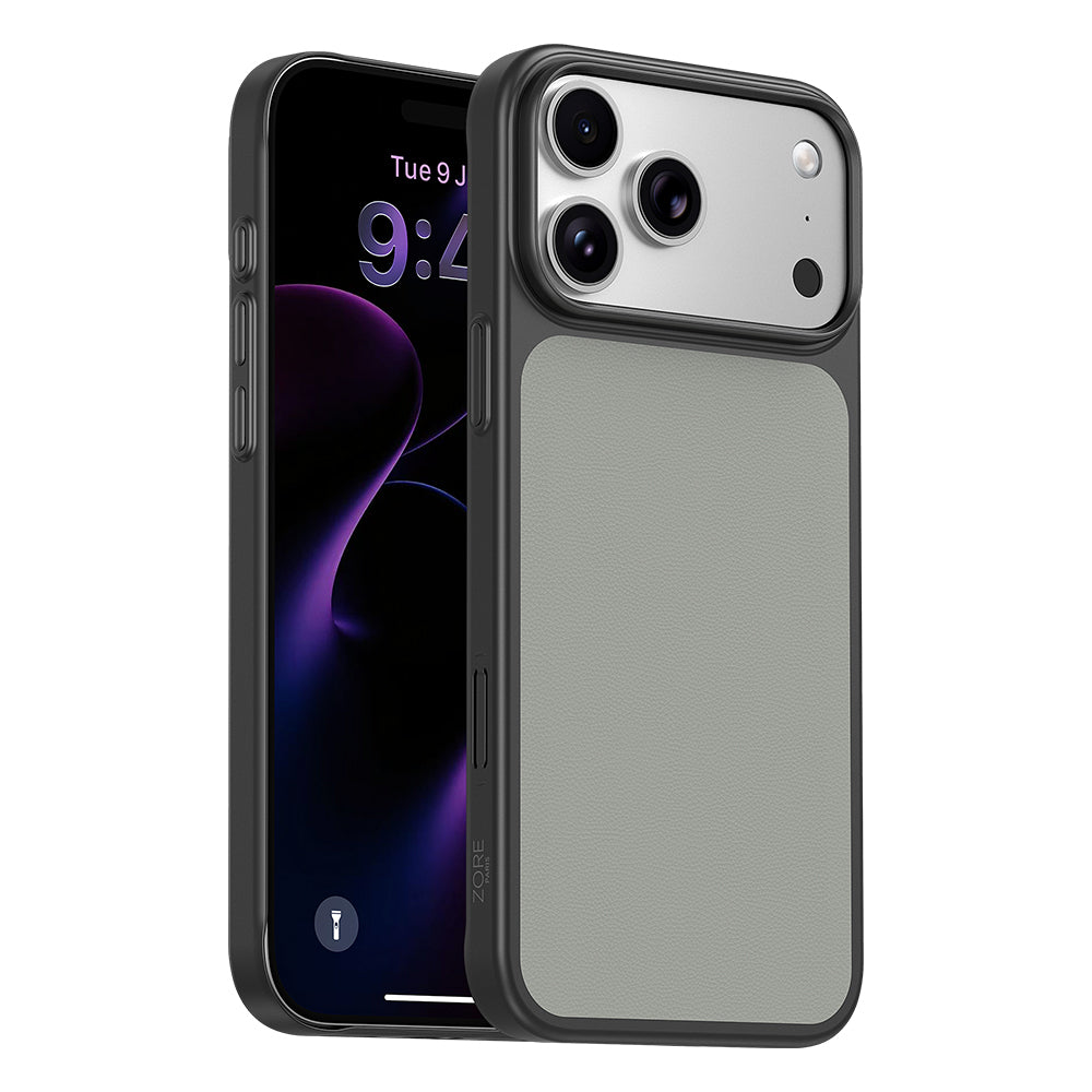 Apple iPhone 17 Pro Max Kılıf M-Safe Şarj Özellikli PU Zore Paris Trexo Sert PC Kapak Gümüş