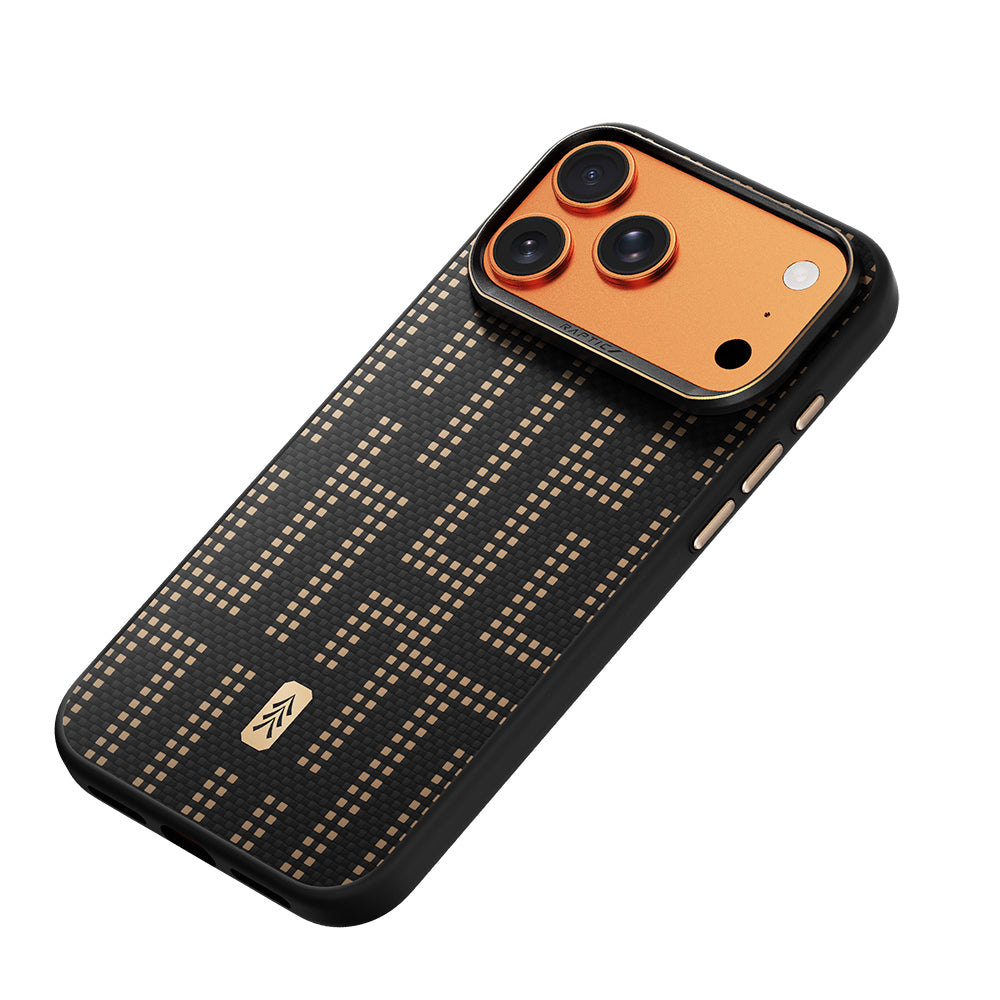 Apple iPhone 17 Pro Max Kılıf M-safe Şarj Özellikli Raptic Aramid Dual Grid Serisi Karbon Kapak Siyah