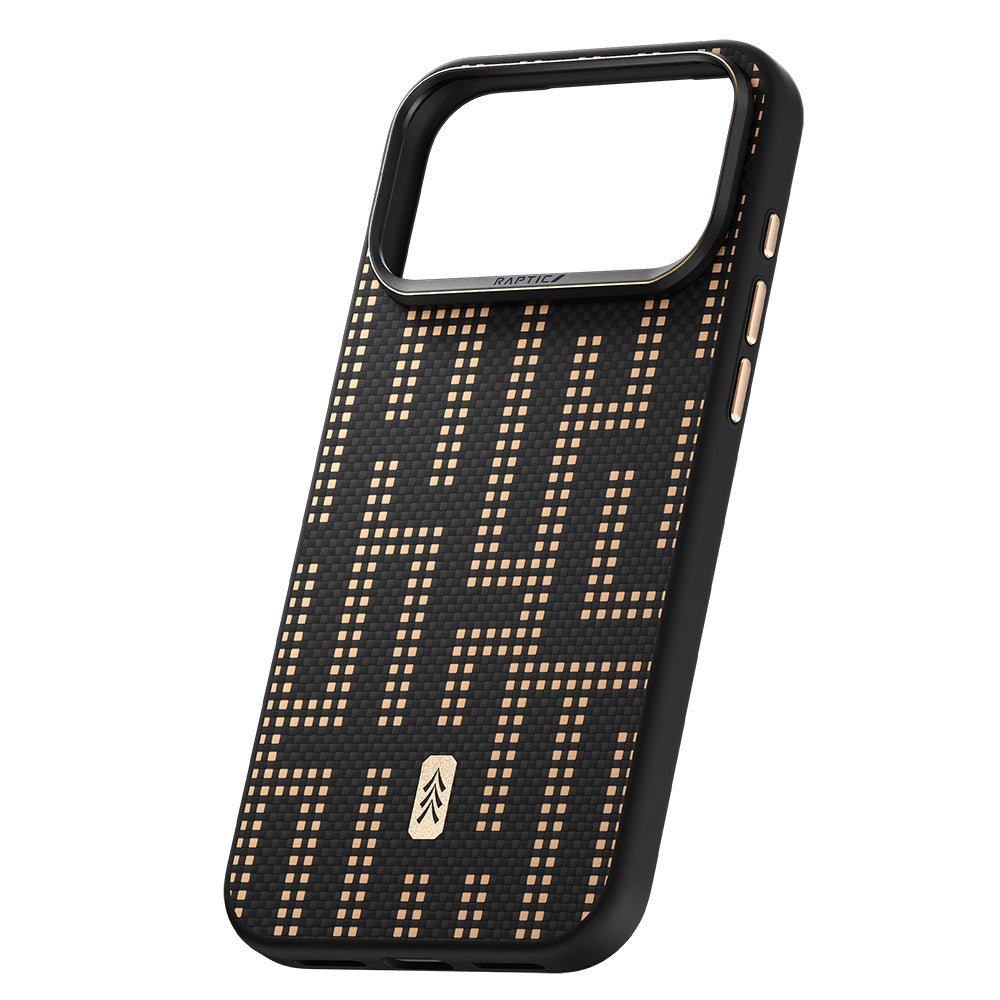 Apple iPhone 17 Pro Max Kılıf M-safe Şarj Özellikli Raptic Aramid Dual Grid Serisi Karbon Kapak Siyah
