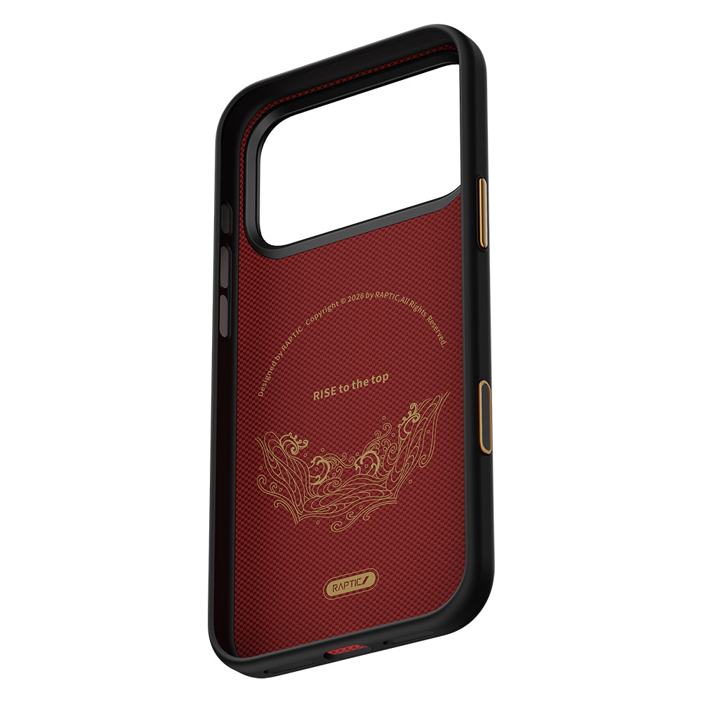 Apple iPhone 17 Pro Max Kılıf M-safe Şarj Özellikli Raptic Aramid Dual Rise Serisi 24 Ayar Altın Kaplamalı Kapak Siyah