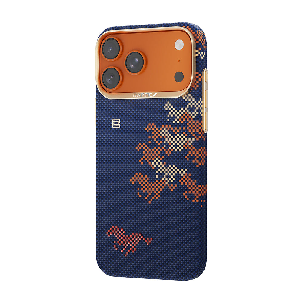 Apple iPhone 17 Pro Max Kılıf M-safe Şarj Özellikli Raptic Aramid Skin Chivalry Serisi Kapak Lacivert