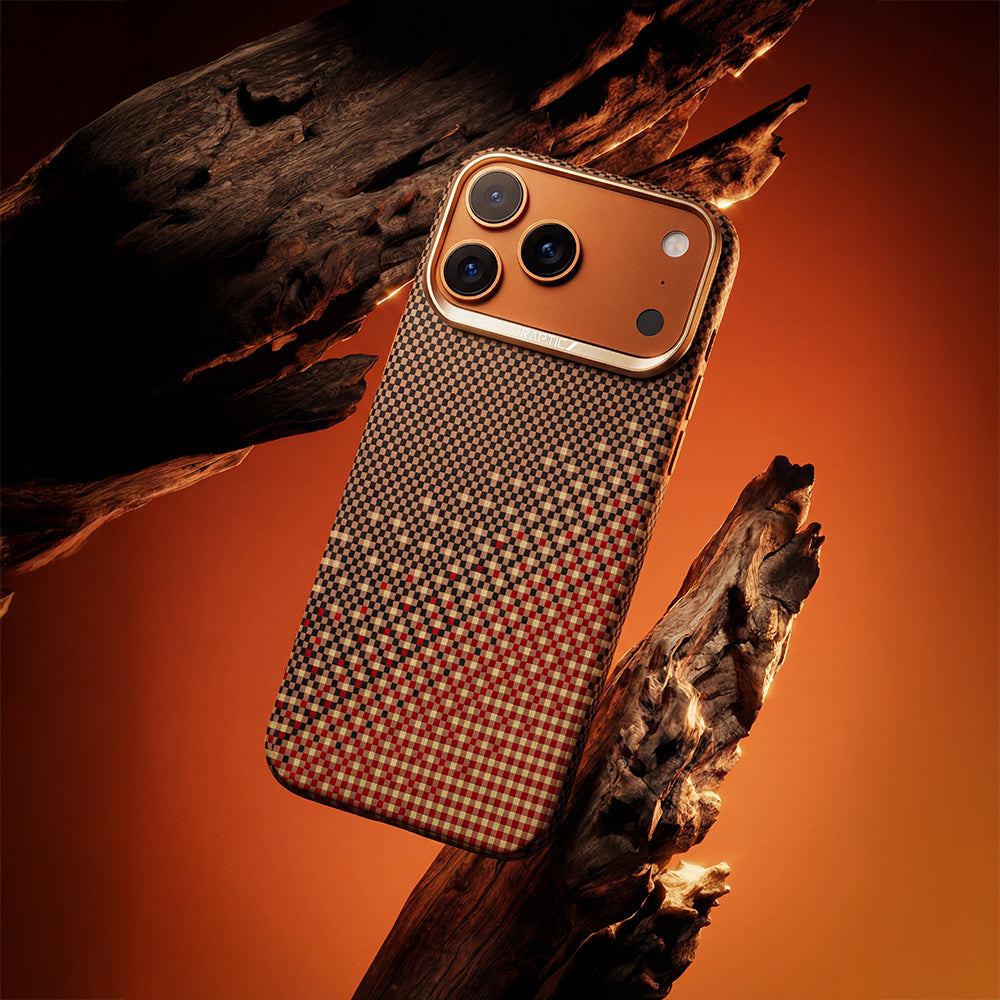Apple iPhone 17 Pro Kılıf M-safe Şarj Özellikli Raptic Aramid Skin Serenity Serisi Kapak Kahverengi