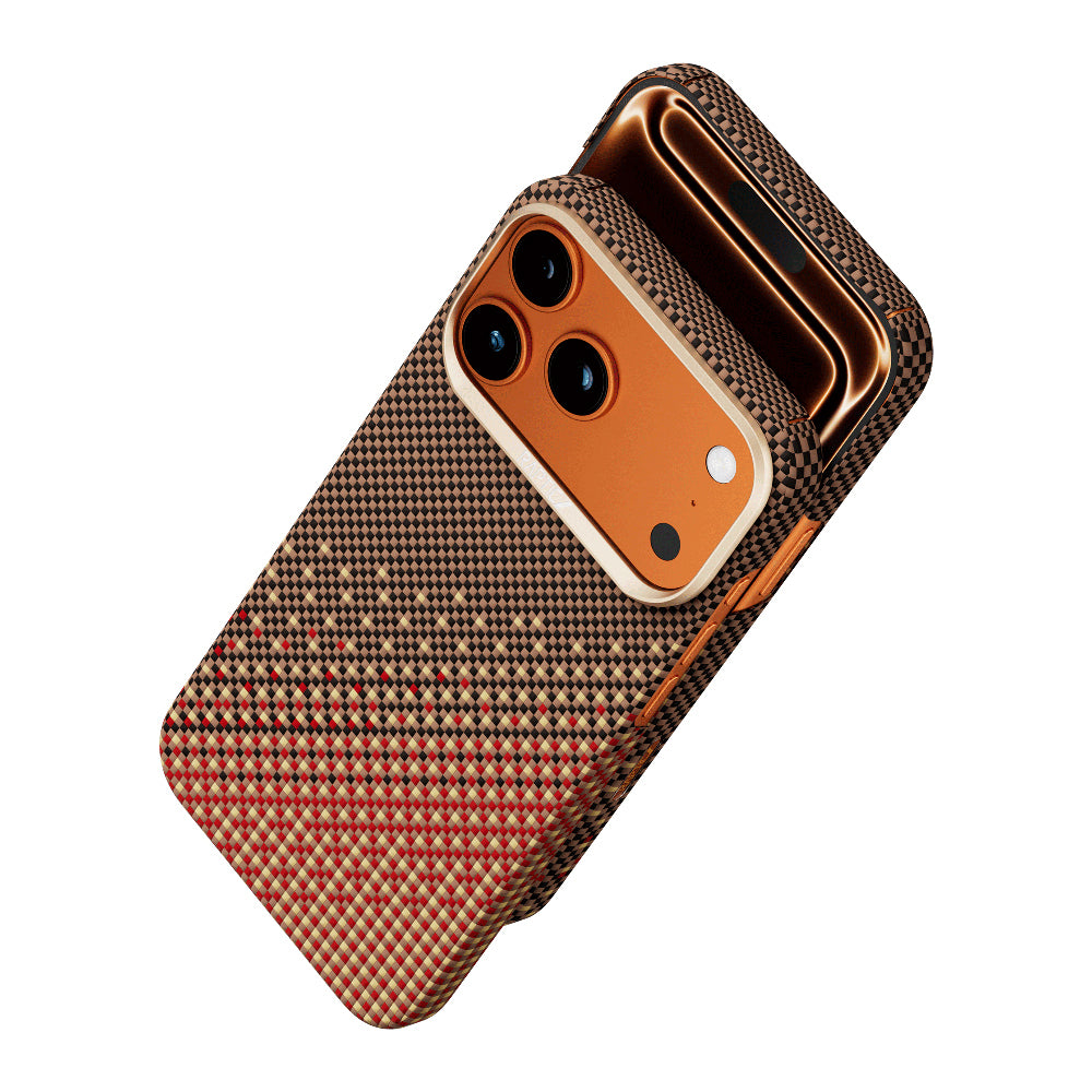 Apple iPhone 17 Pro Kılıf M-safe Şarj Özellikli Raptic Aramid Skin Serenity Serisi Kapak Kahverengi