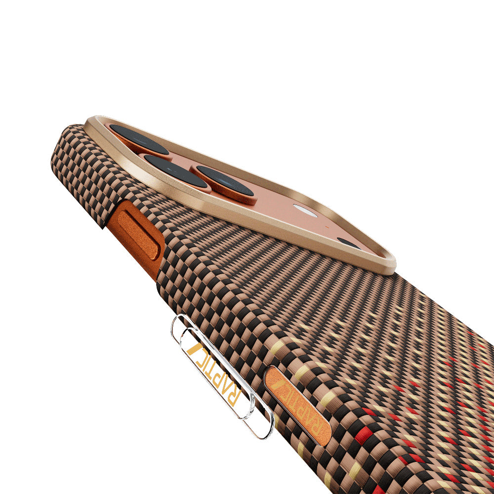 Apple iPhone 17 Pro Kılıf M-safe Şarj Özellikli Raptic Aramid Skin Serenity Serisi Kapak Kahverengi