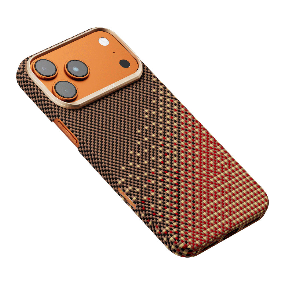 Apple iPhone 17 Pro Kılıf M-safe Şarj Özellikli Raptic Aramid Skin Serenity Serisi Kapak Kahverengi