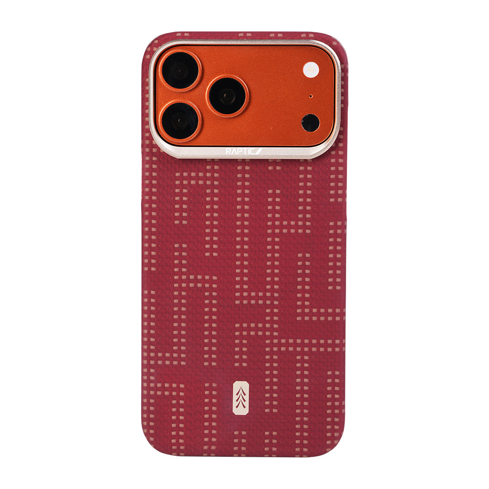 Apple iPhone 17 Pro Max Kılıf M-safe Şarj Özellikli Raptic Aramid Skin Serisi Kapak Kırmızı