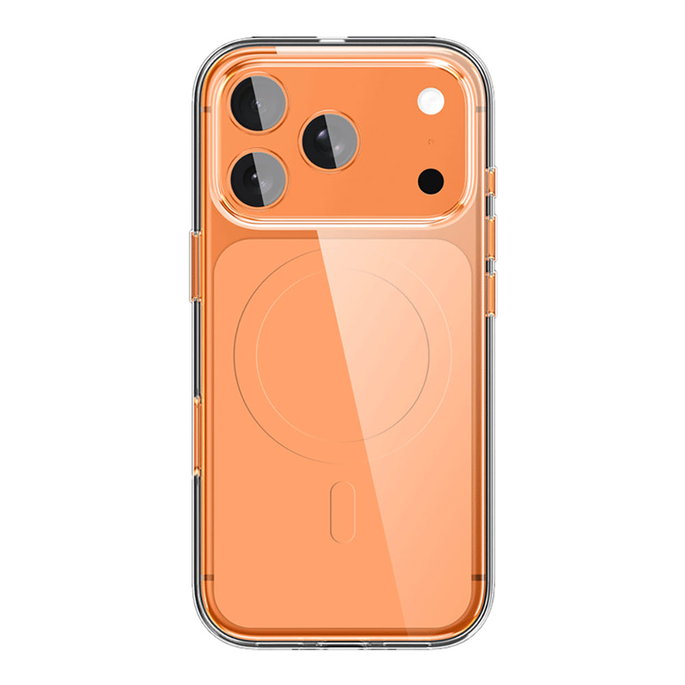 Apple iPhone 17 Pro Max Kılıf M-safe Şarj Özellikli Şeffaf Tasarımlı Wlons Apel Kapak Turuncu
