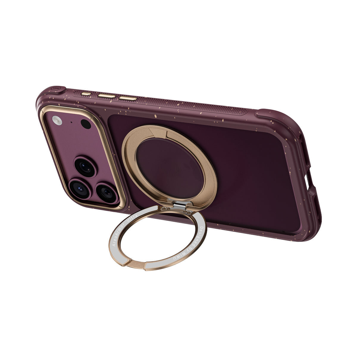 Apple iPhone 17 Pro Max Kılıf M-safe Şarj Özellikli Wiwu AA-203 AeroArmor Ultra Serisi Airbag Tasarımlı Standlı Kapak Bordo