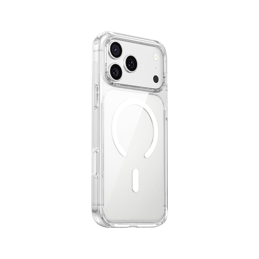 Apple iPhone 17 Pro Max Kılıf M-safe Şarj Özellikli Wiwu CS-202 Crystal Shield Pro Serisi Anti Yellowing Sert PC Kapak Şeffaf
