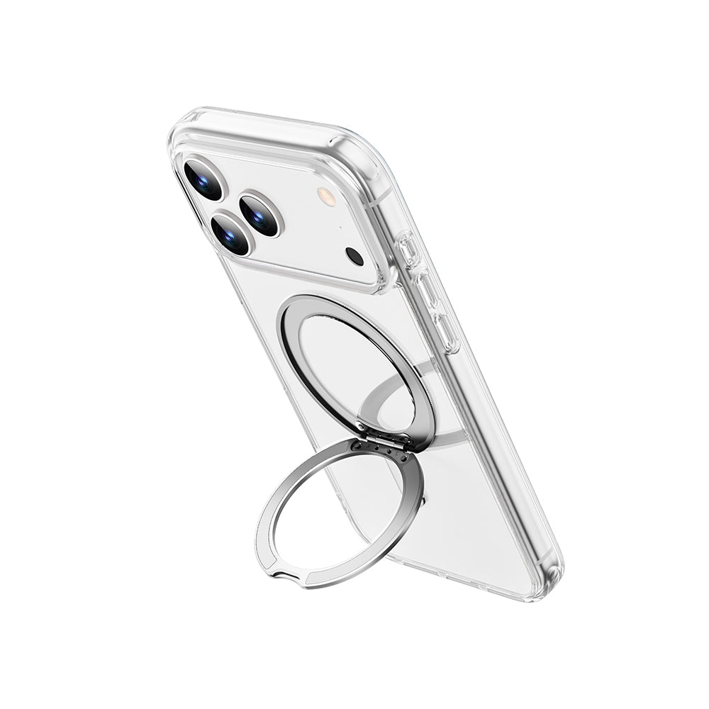 Apple iPhone 17 Pro Max Kılıf M-safe Şarj Özellikli  Wiwu MCC-201 iShield Ultra Serisi Standlı Crystal Sert PC Kapak Şeffaf
