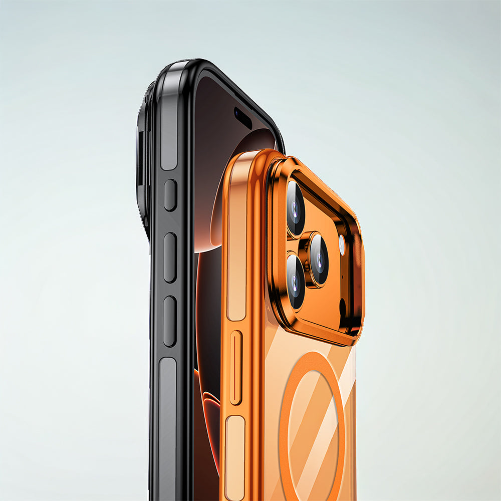 Apple iPhone 17 Pro Max Kılıf M-safe Şarj Özellikli Wlons Standlı Efsane Kapak Turuncu