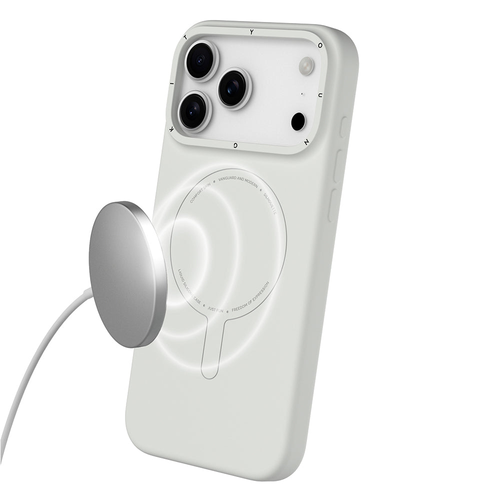 Apple iPhone 17 Pro Max Kılıf M-Safe Şarj Özellikli Youngkit Morandi Serisi Kapak Gri