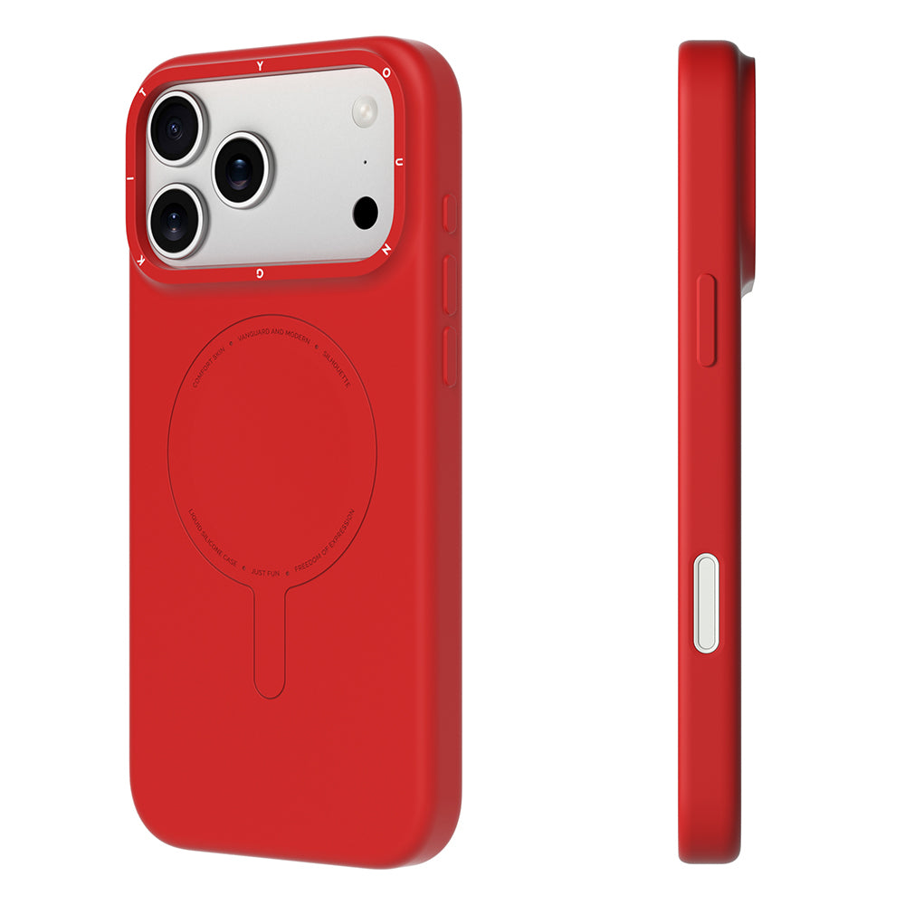 Apple iPhone 17 Pro Max Kılıf M-Safe Şarj Özellikli Youngkit Morandi Serisi Kapak Kırmızı