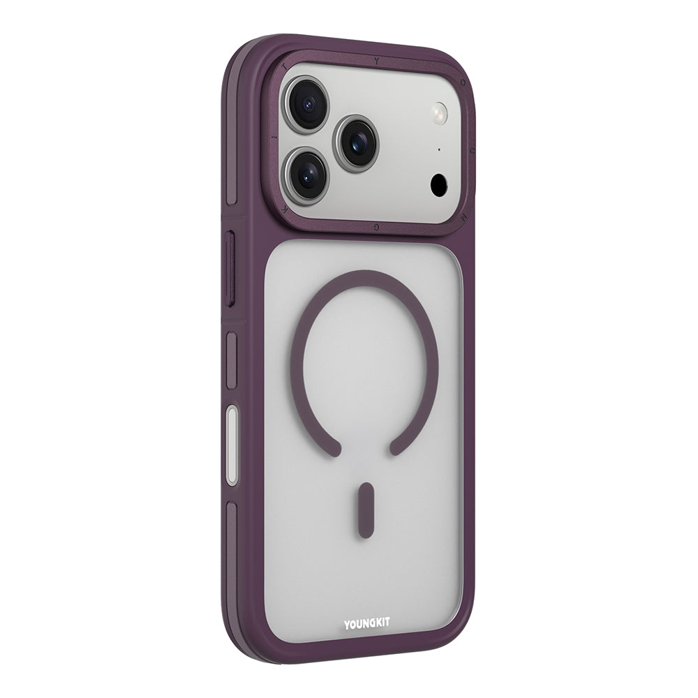 Apple iPhone 17 Pro Max Kılıf M-safe Şarj Özellikli Youngkit Rock Sand Serisi Kapak Bordo