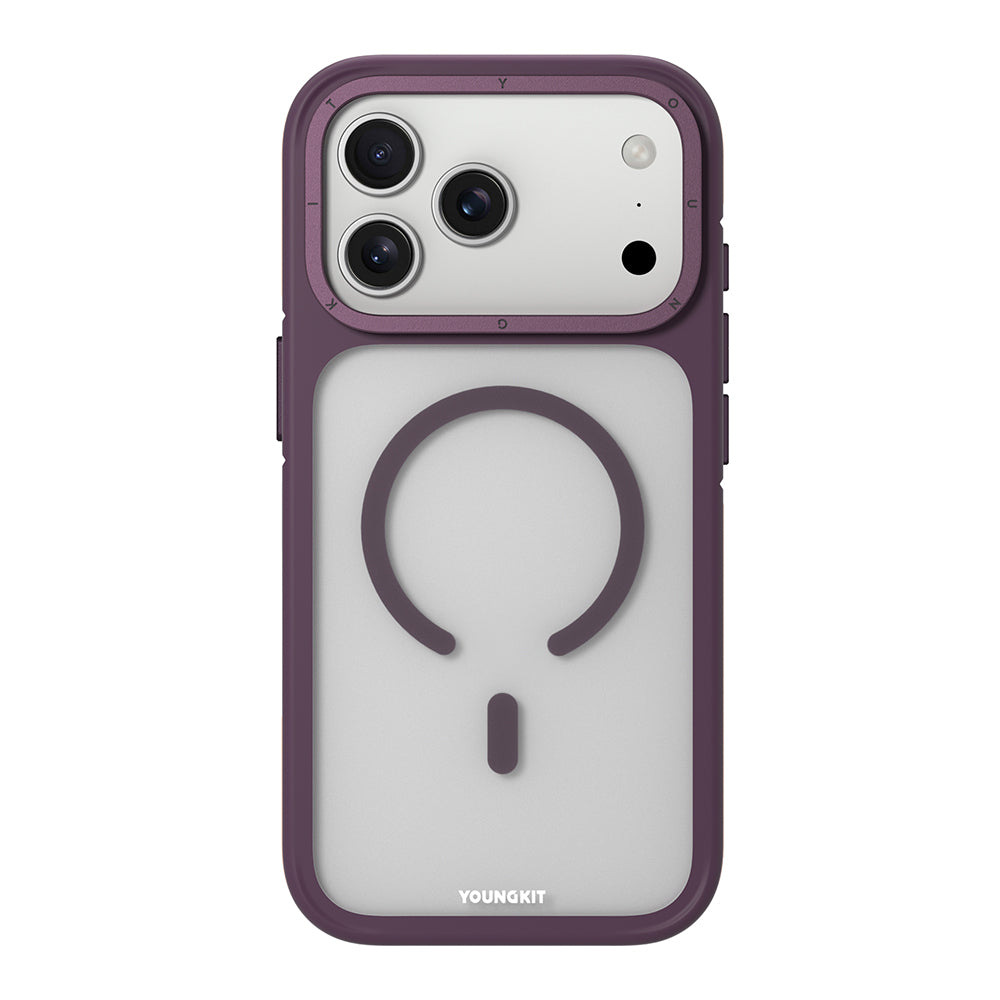 Apple iPhone 17 Pro Max Kılıf M-safe Şarj Özellikli Youngkit Rock Sand Serisi Kapak Bordo