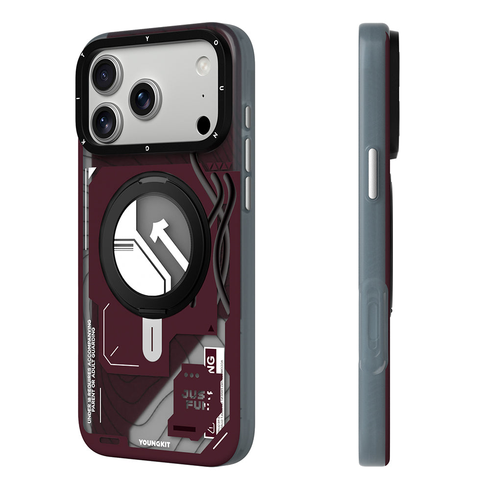 Apple iPhone 17 Pro Max Kılıf M-safe Şarj Özellikli Youngkit Starship Serisi Kapak Bordo