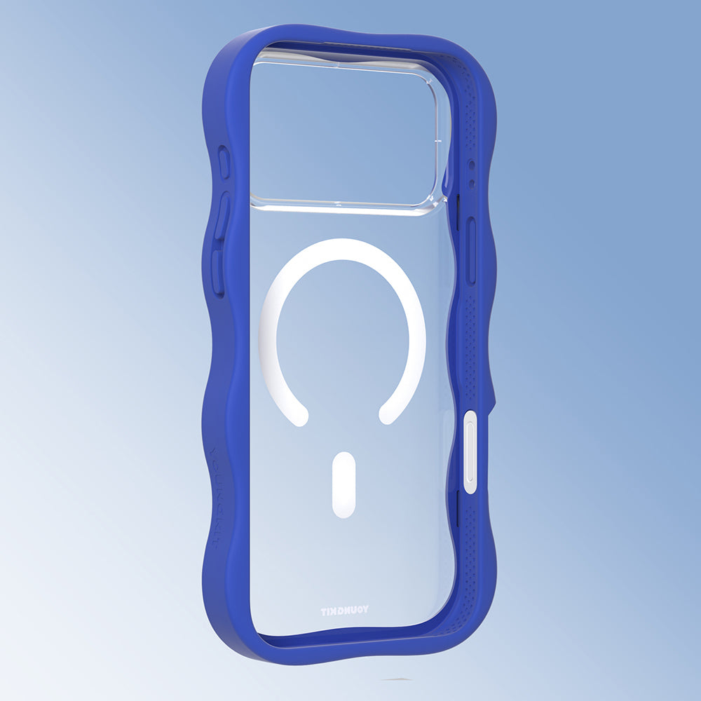 Apple iPhone 17 Pro Max Kılıf M-safe Şarj Özellikli Youngkit Wave Clear Serisi Kapak Lacivert