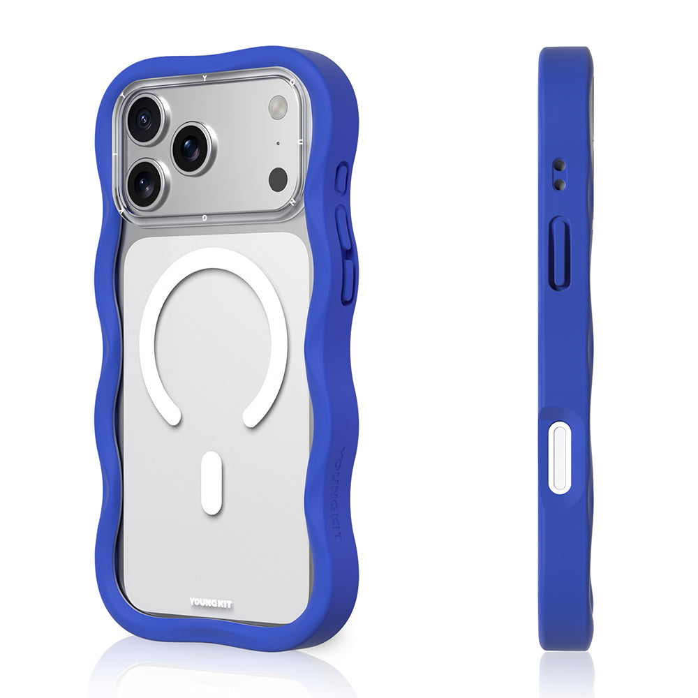Apple iPhone 17 Pro Max Kılıf M-safe Şarj Özellikli Youngkit Wave Clear Serisi Kapak Lacivert