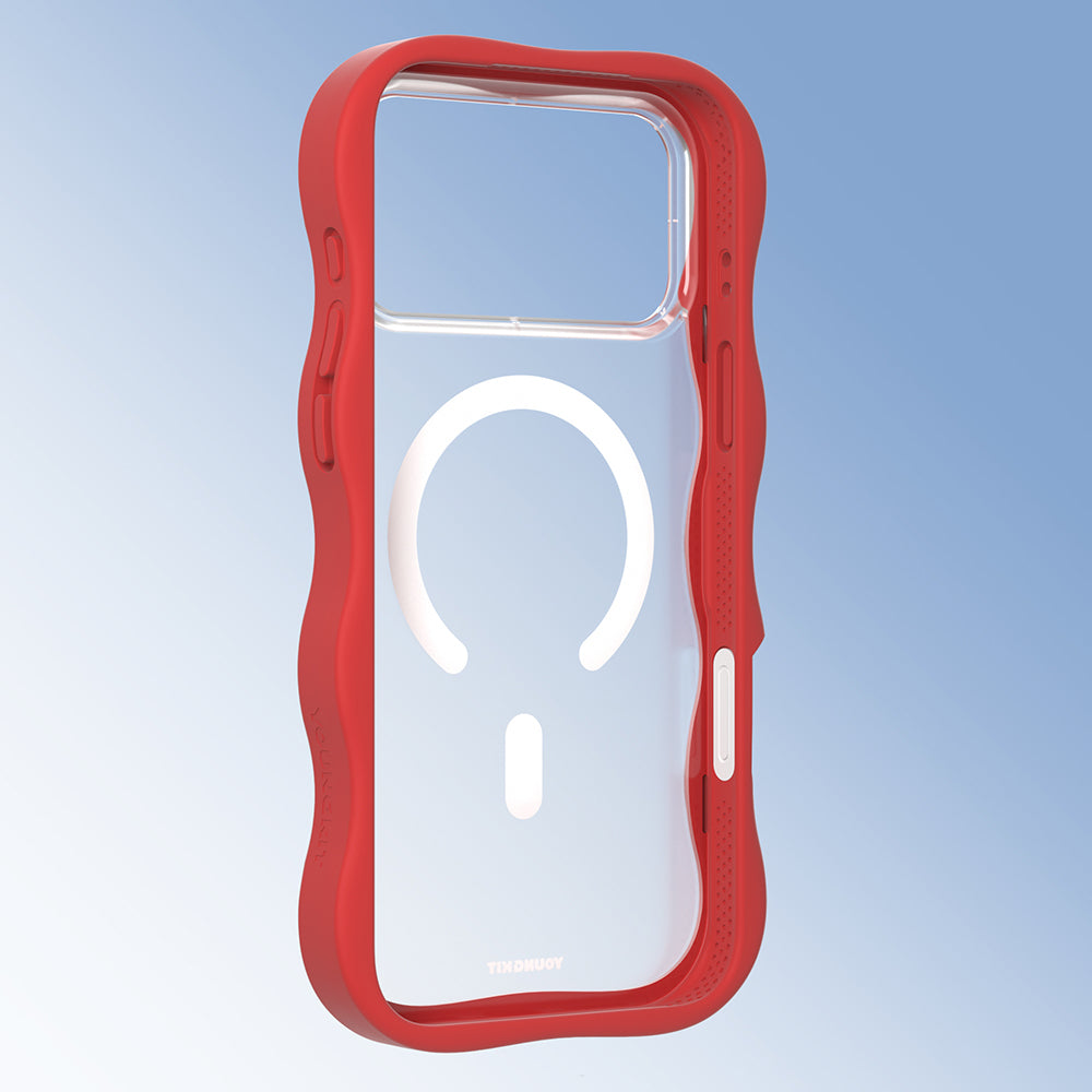 Apple iPhone 17 Pro Max Kılıf M-safe Şarj Özellikli Youngkit Wave Matte Serisi Kapak Kırmızı