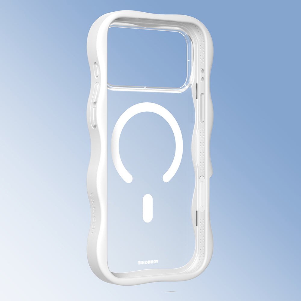 Apple iPhone 17 Pro Max Kılıf M-safe Şarj Özellikli Youngkit Wave Matte Serisi Kapak Beyaz