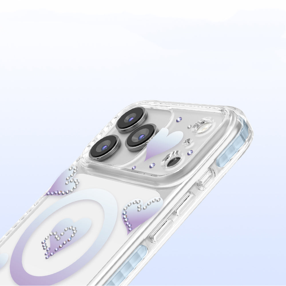 Apple iPhone 17 Pro Max Kılıf M-Safe Şarj Özellikli Zore Paris Elvo Sert PC Kapak Mavi