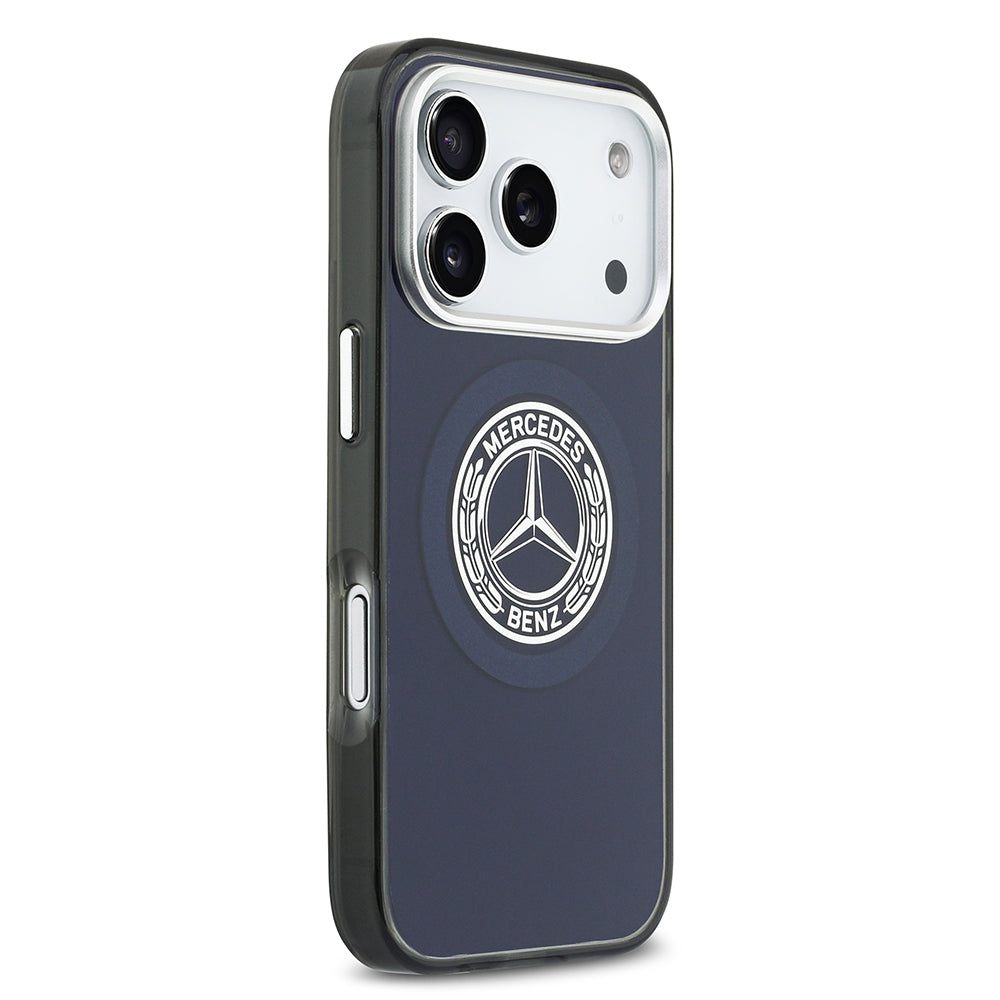 Apple iPhone 17 Pro Max Kılıf Mercedes Benz Orjinal Lisanslı M-safe Şarj Özellikli Çift Katmanlı PC Nostaljik Yıldız Dizayn Kapak Lacivert