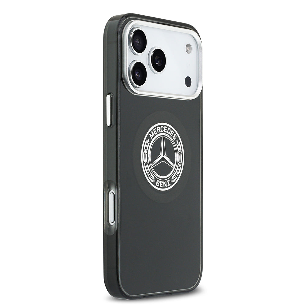Apple iPhone 17 Pro Max Kılıf Mercedes Benz Orjinal Lisanslı M-safe Şarj Özellikli Çift Katmanlı PC Nostaljik Yıldız Dizayn Kapak Siyah