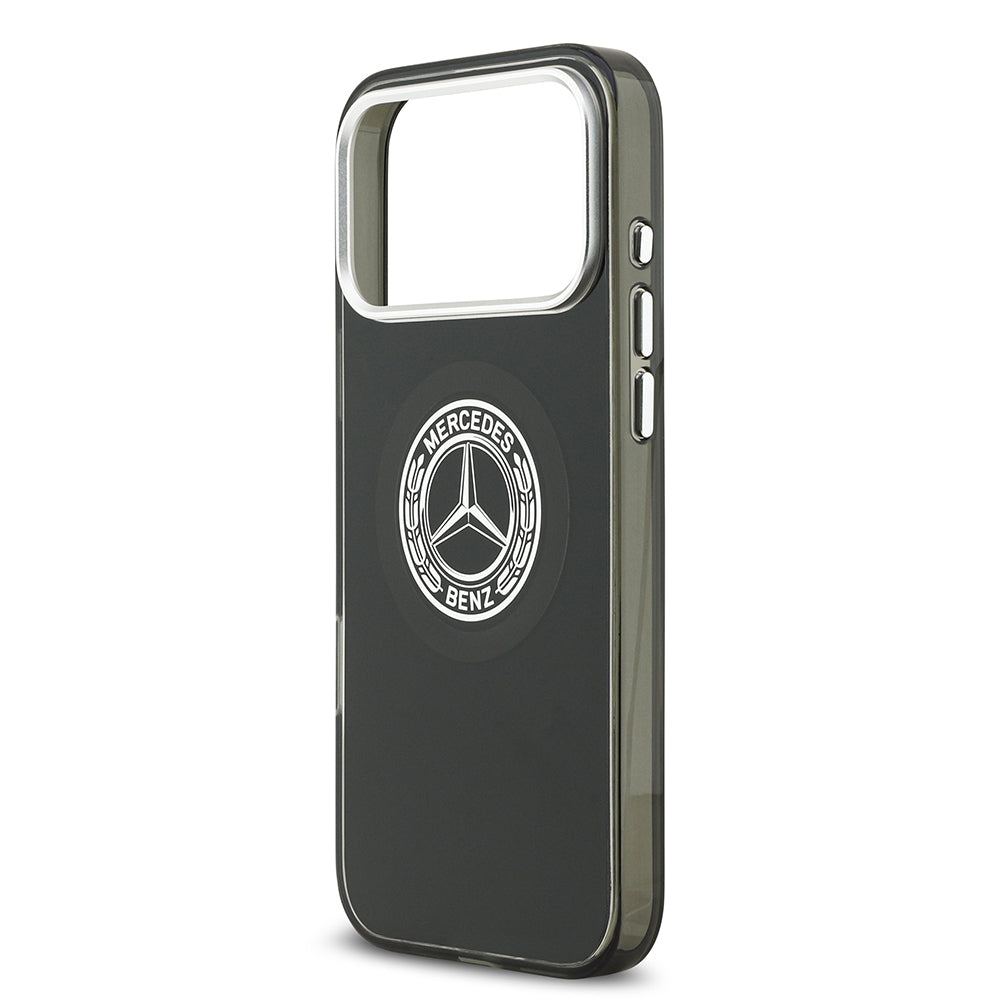Apple iPhone 17 Pro Max Kılıf Mercedes Benz Orjinal Lisanslı M-safe Şarj Özellikli Çift Katmanlı PC Nostaljik Yıldız Dizayn Kapak Siyah