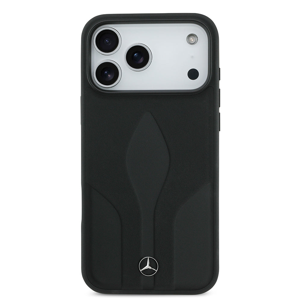 Apple iPhone 17 Pro Max Kılıf Mercedes Benz Orjinal Lisanslı M-safe Şarj Özellikli Dokulu Desenli Deri Kapak Kahverengi
