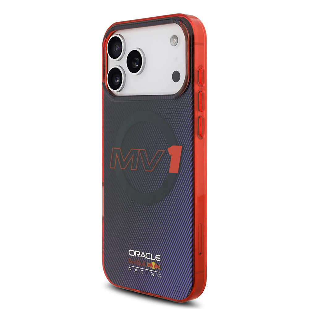 Apple iPhone 17 Pro Max Kılıf Redbull Orjinal Lisanslı M-safe Şarj Özellikli Çift Katmanlı Çizgi Desenli Sert PC MV Kapak Lacivert